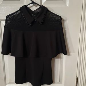 Elegant cape top with shear shoulders